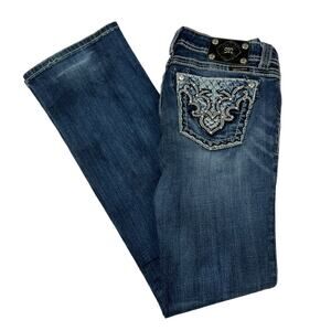 Miss Me Boot Cut Jeans JP5745B3 Mid Rise Medium Wash Denim Pants Women's‎ 28